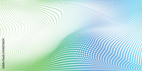 Green and blue dot wave abstract background 