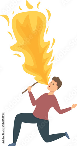Super fakir icon cartoon vector. Fire show. Creative celebration
