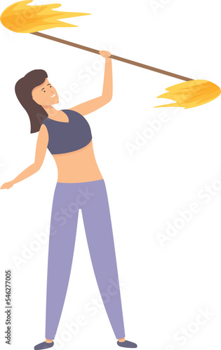 Fire show icon cartoon vector. Flame event. Woman fakir
