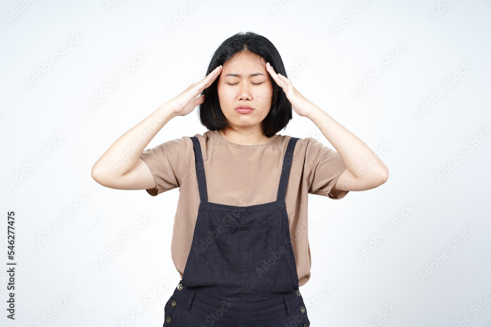 Suffering Headache Gesture Of Beautiful Asian Woman Isolated On White Background