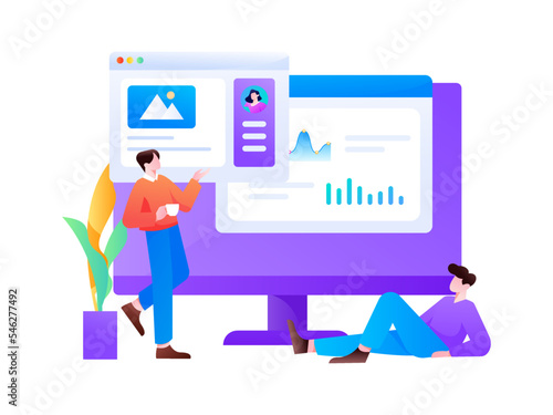 Business work character flat vector concept operation illustration
