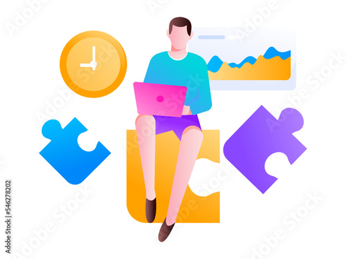 Business work character flat vector concept operation illustration 