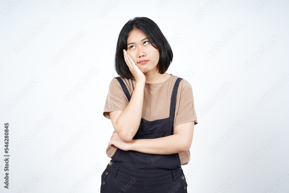 Thinking and Curious gesture Of Beautiful Asian Woman Isolated On White Background Thinking and Curious gesture Of Beautiful Asian Woman Isolated On White Background