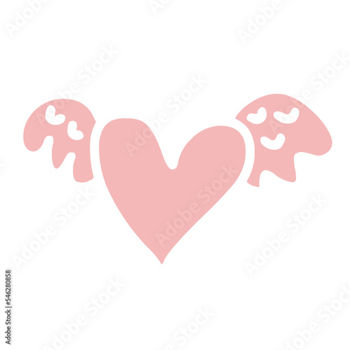Valentine Doodle Heart with angel wings 