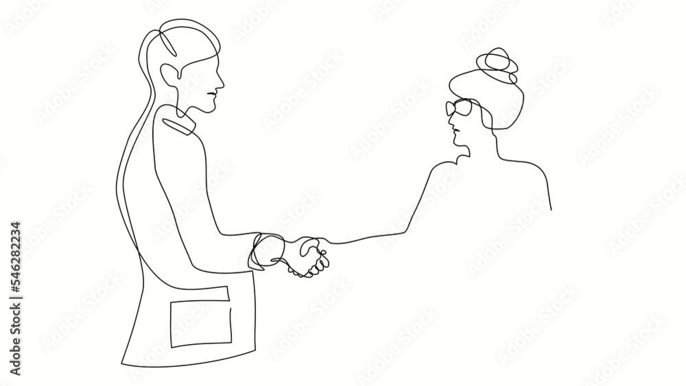 Line art forming into two people holding hands Line art forming into two people holding hands