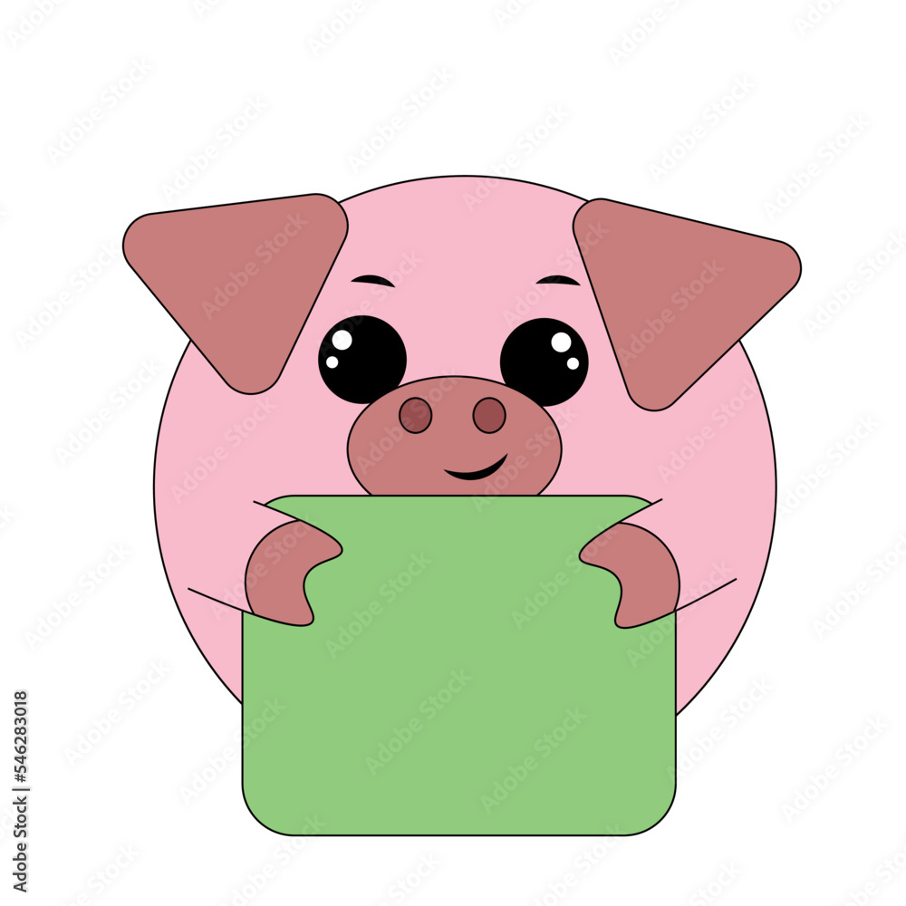 Cute Pig with poster without text in color for congratulation Cute Pig with poster without text in color for congratulation