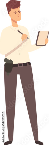 Police investigator icon cartoon vector. Crime detective. Man coat