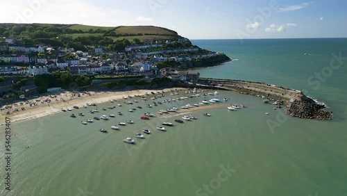 Aerial view of the Welsh seaside town of Newquay, Cardigan photo