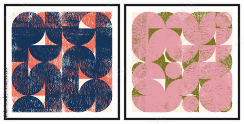 Abstract geometric poster and wall painting, graphic geometric shapes elements, living room poster set, wall decoration. Modern Abstract Painting Artwork. Contemporary art.