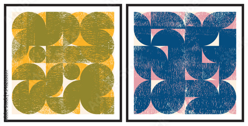 Abstract geometric poster and wall painting, graphic geometric shapes elements, living room poster set, wall decoration. Modern Abstract Painting Artwork. Contemporary art.
