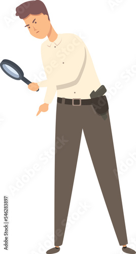 Detective lens icon cartoon vector. Crime investigation. Board spy solve