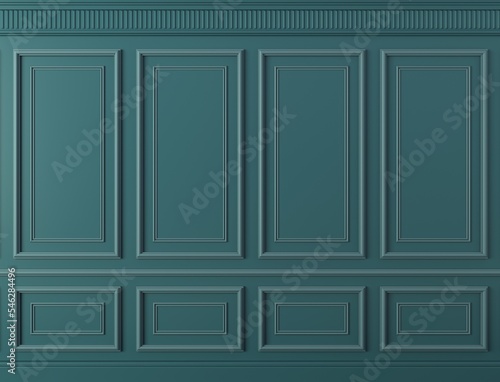 Classic wall of dark mint wood panels