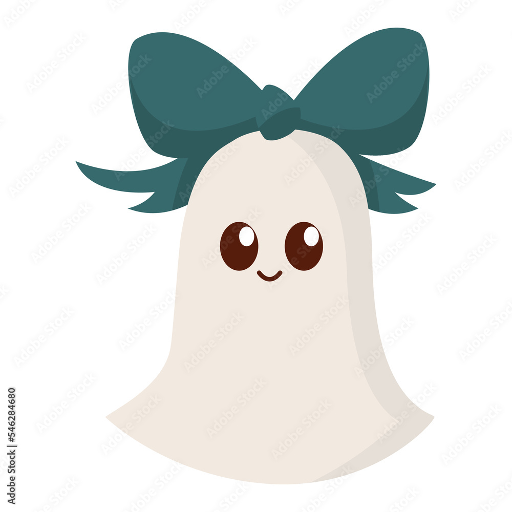 Obraz premium Adorable Cartoon Ghost With a Bow Tie on a Plain Background
