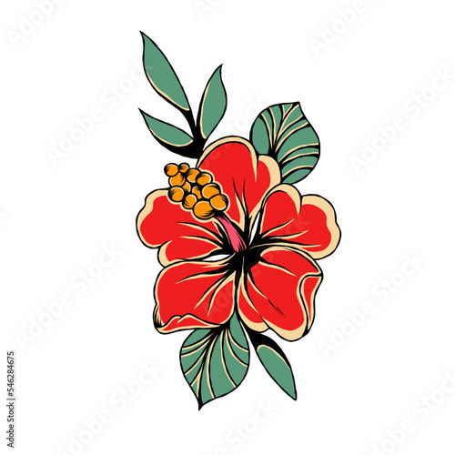 Illustration of beautiful traditional tattoo flower