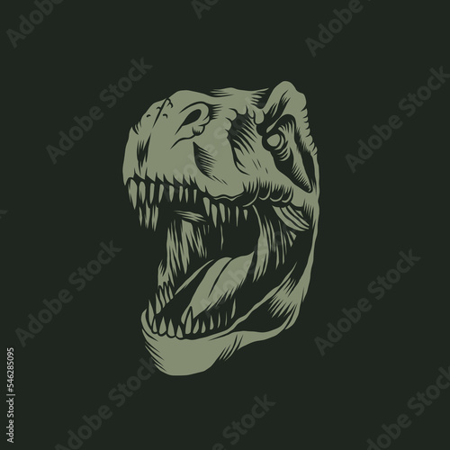 illustration of tyrannosaurus head vector design