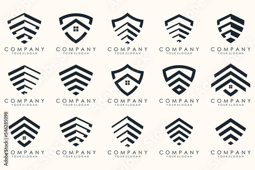 Creative Shield logo and icons set. Vector logo design template.