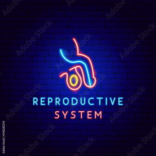 Man Reproductive System Neon Label. Vector Illustration of Medical Human Health Objects.