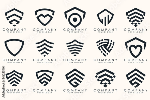 Creative Shield logo and icons set. Vector logo design template.