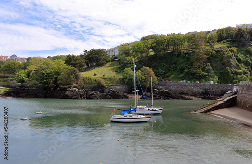 View of  a small bay, with two  sailing boats at Ilfracombe.