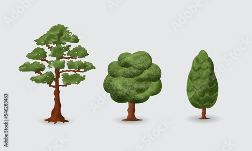 set of different tree design for winter season