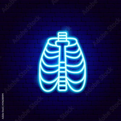 Skeleton Neon Sign. Vector Illustration of Medical Human Health Objects.