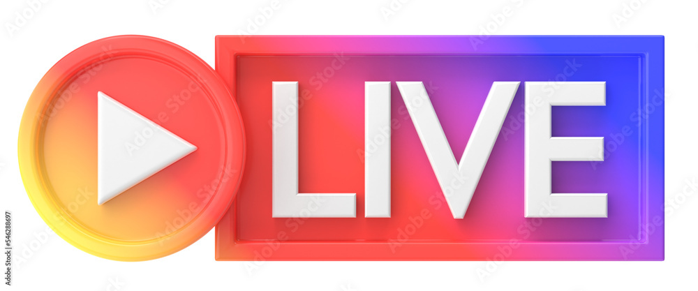 3D live icon. Livestreaming. 3D live icon. Livestreaming.