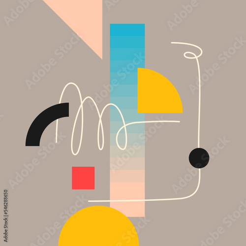 Modern geometric composition of various shapes. Illustration for design. Abstract background in the trend chart.