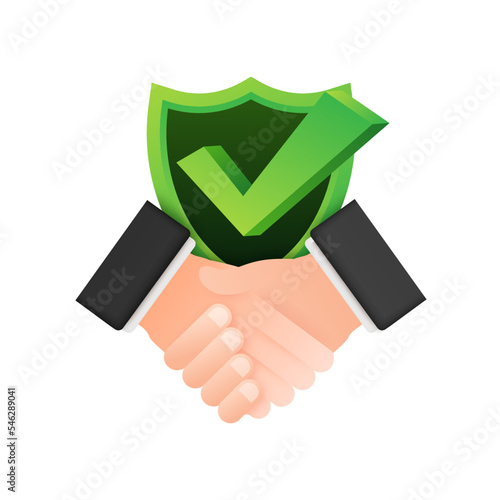 Safe deal. Check mark icon. International agreement. Vector stock illustration.