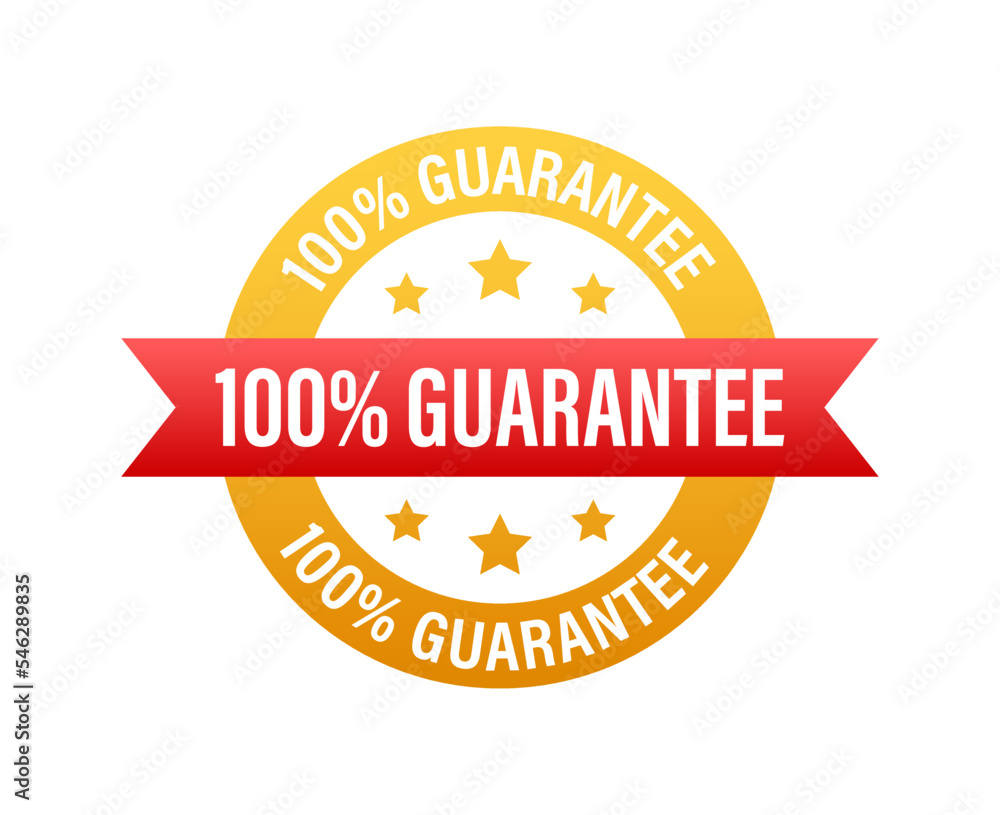 100 guarantee sign, label. Guaranteed tags. Vector stock illustration