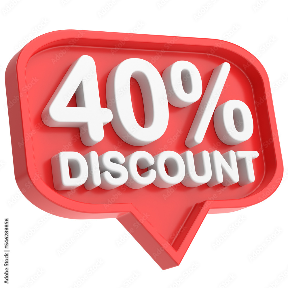 3D forty percent discount. 40% discount. 40% sale.