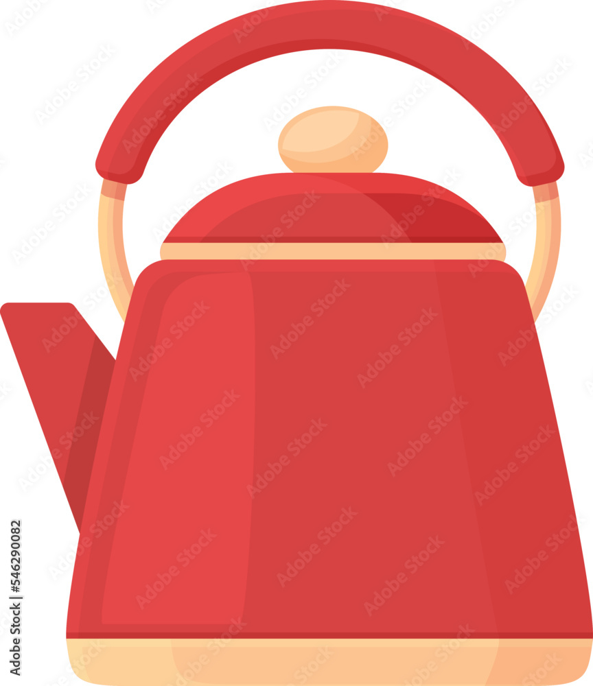 Red kettle icon cartoon vector. Hot boiler. Kitchen pot Red kettle icon cartoon vector. Hot boiler. Kitchen pot
