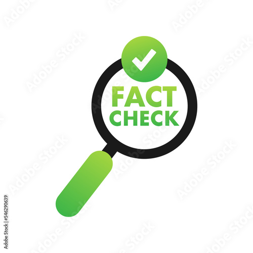 Fact check. Concept of thorough fact-checking or easy compare evidence. Vector stock illustration.