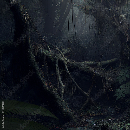 dark dense thorny forest © romain