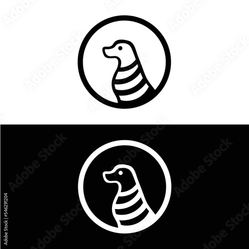Circle dog animal  logo design 