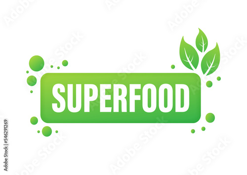 Superfood sign, label. Healthy food. Vector stock illustration