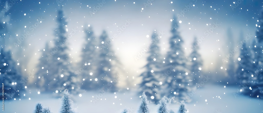 Christmas landscape with snow and fir tree. copy space Christmas landscape with snow and fir tree. copy space