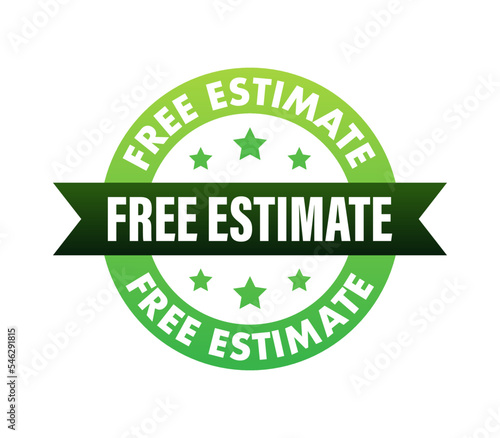 Free estimates. sign, label. Vector stock illustration.