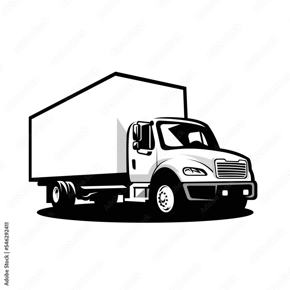 Moving truck vector monochrome isolated silhouette