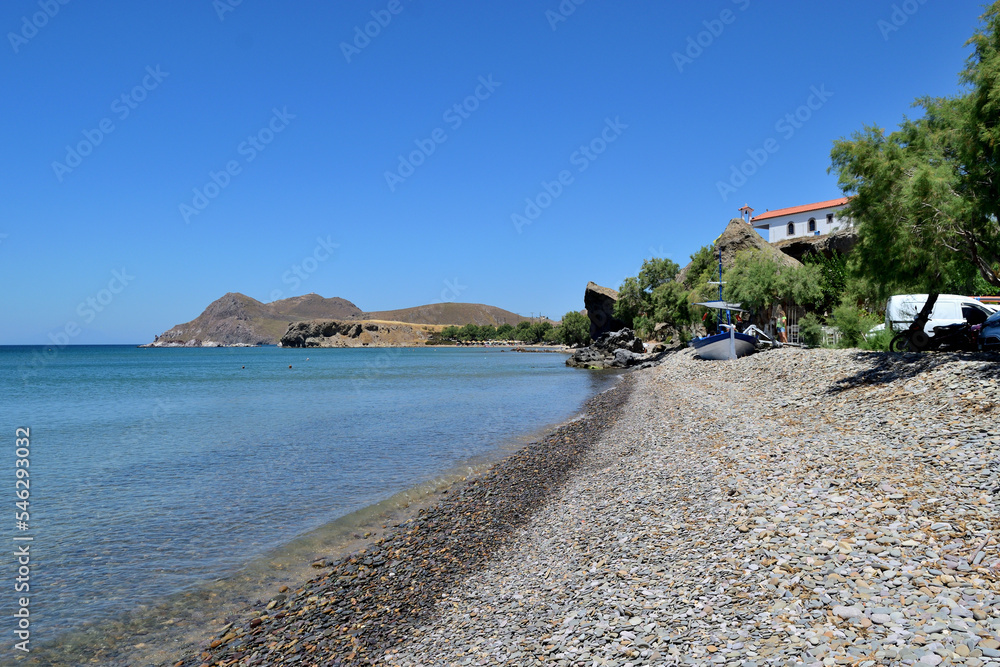 Serene Beauty: A Captivating View of Agios Ioannis Bay in Lemnos, Greece - Melena Beach, Agios Ioannis, Lemnos (Limnos) island, Greece, Aegean sea, Europe	