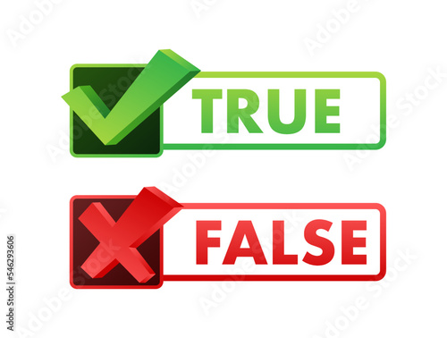 True and false. Check mark and cross. Vector stock illustration.