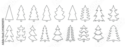 Collection of a Christmas trees. Vector illustration isolated on a white background