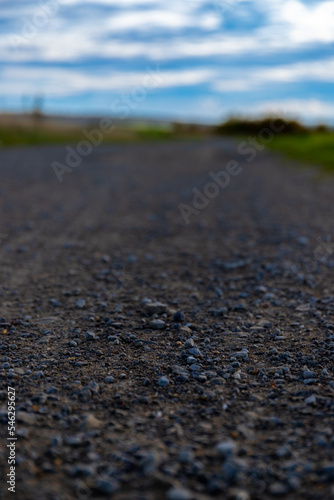 Macro image close to the ground , stones on a dirt road