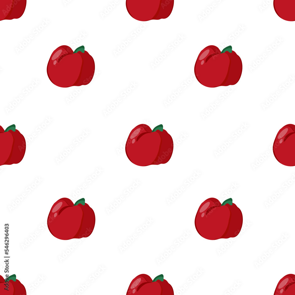 Fototapeta premium Seamless pattern with sweet bell pepper. Red peper background. Wallpaper and fabric print.