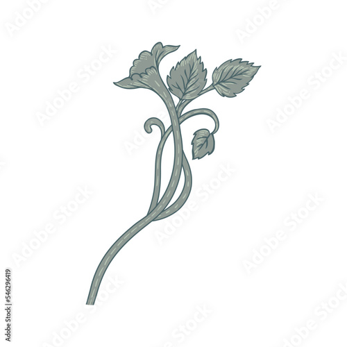 Floral vintage element. Enchanted Vintage Flowers. Arts and Crafts movement i...