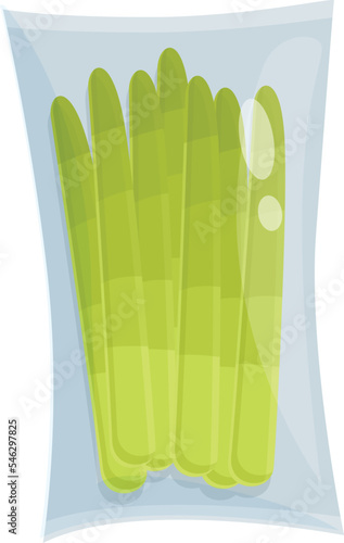 Salad vacuum bag icon cartoon vector. Food pack. Foil snack