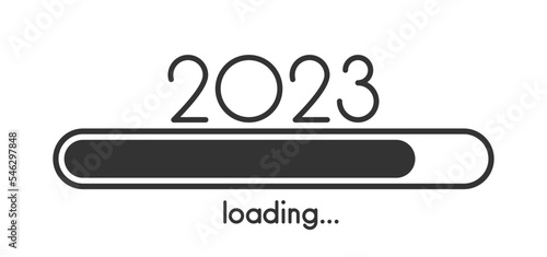 Black 2023 loading bar on white background.