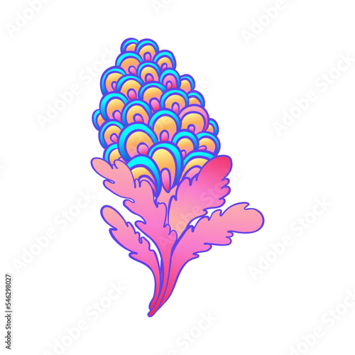 Colorful flower, retro 60s, 70s hippie style. Vintage psychedelic vector desi...