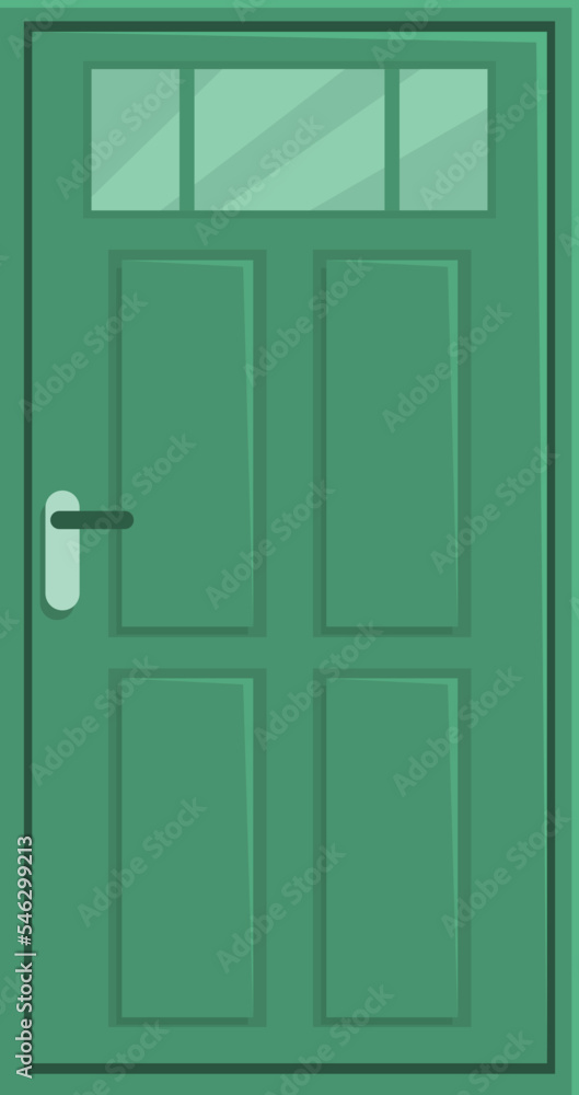 Obraz premium Green door icon cartoon vector. Front home. Decoration wooden