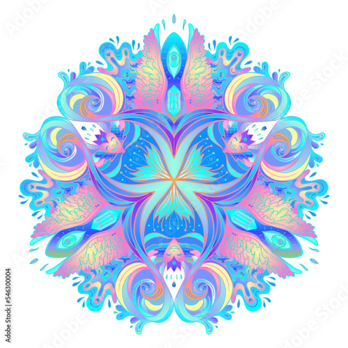 Decorative Indian round lace ornate mandala. Vintage vector pattern on transp...
