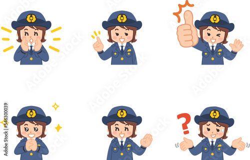 婦人警官　表情パターンセット